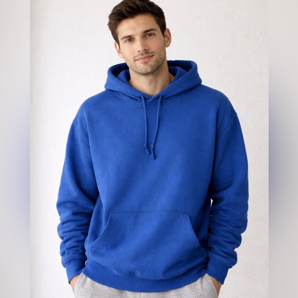 MENS ROYAL BLUE LICENSED HOODIE SWEATSHIRT WITH POCKETS SIZE LARGE NWT